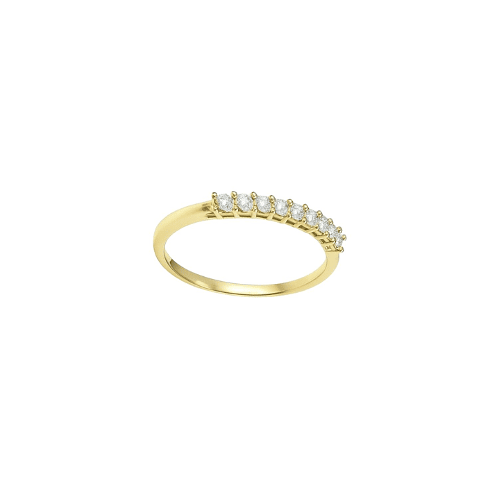 Anillo Oro Amarillo 14kt Nueve Circonitas 2MM 3
