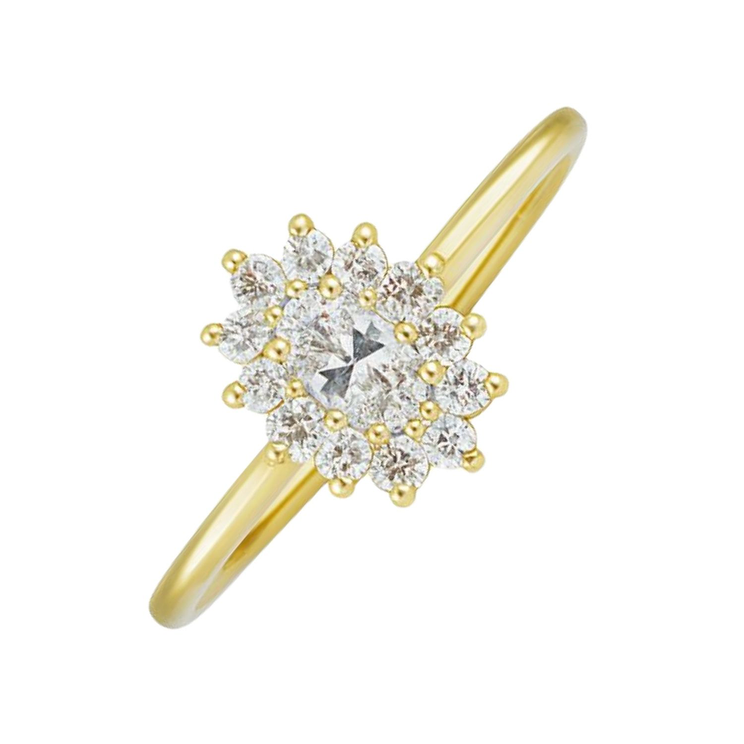 Anillo Oro Amarillo 14kt Circonita Oval 2