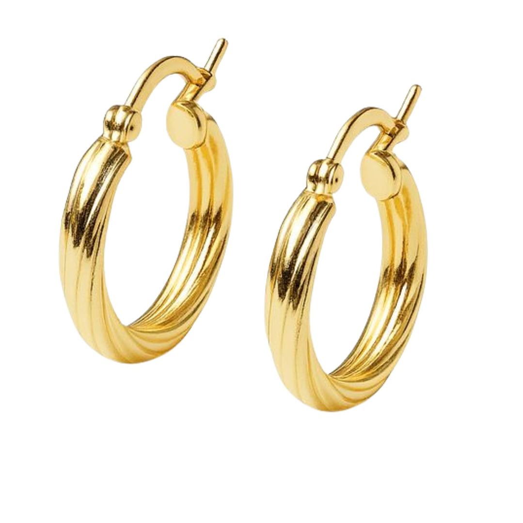 Aros Oro Amarillo 18kt Argollas Biseladas 2