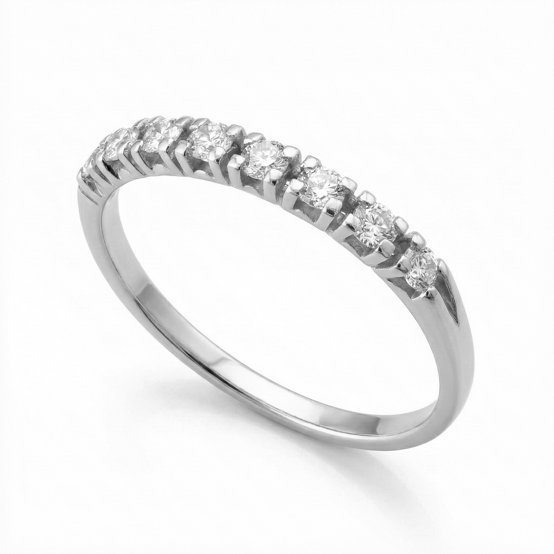 Anillo Oro 18kt Platino Cintillo Eternidad Circonitas 6