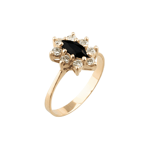 Anillo Oro 18kt Platino Roseta Marquise Circonitas