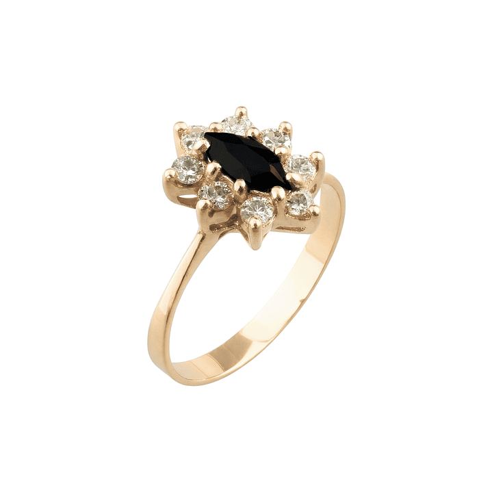 Anillo Oro 18kt Platino Roseta Marquise Circonitas 1