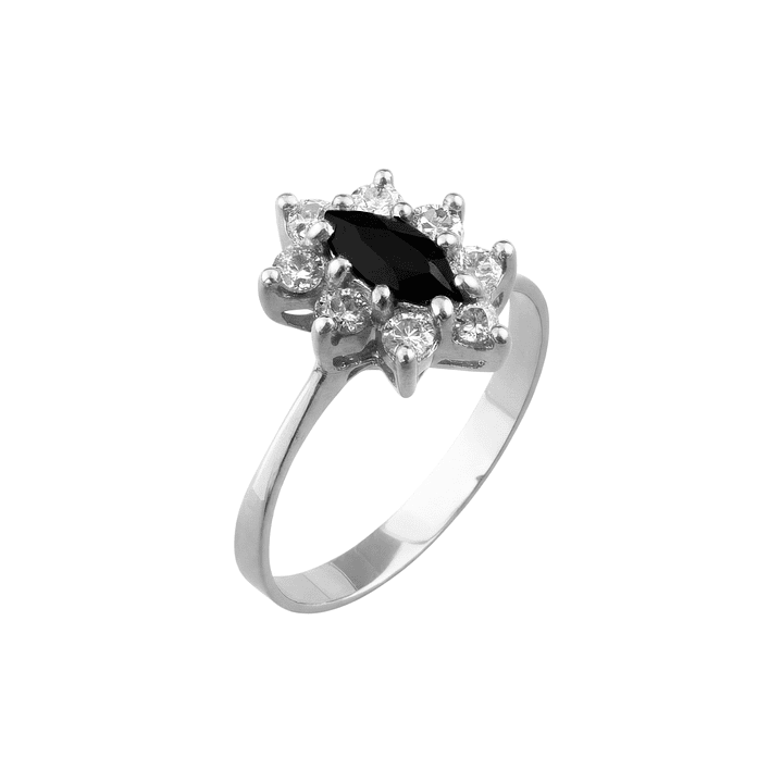 Anillo Oro 18kt Platino Roseta Marquise Circonitas 4