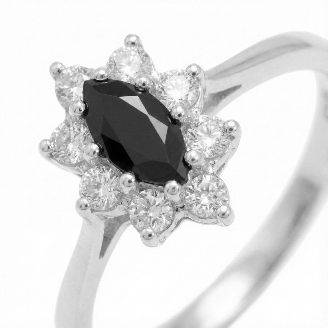 Anillo Oro 18kt Platino Roseta Marquise Circonitas 5