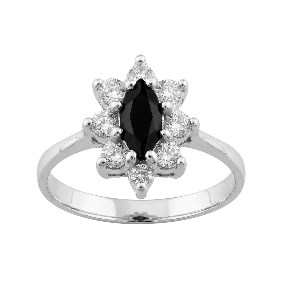 Anillo Oro 18kt Platino Roseta Marquise Circonitas 6