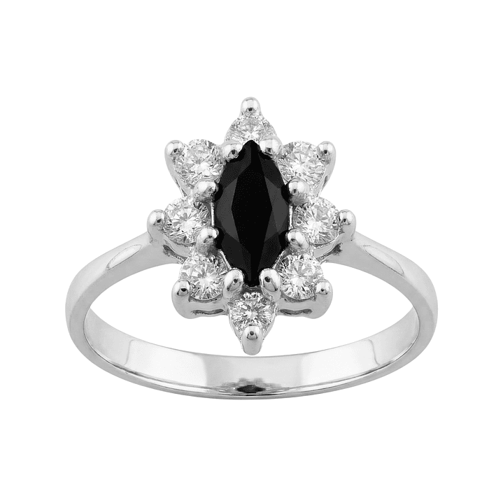 Anillo Oro 18kt Platino Roseta Marquise Circonitas 6