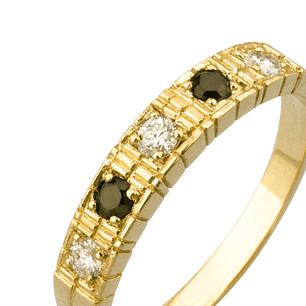 Anillo Oro 18kt /Platino Quintillo de Circonitas con Contraste