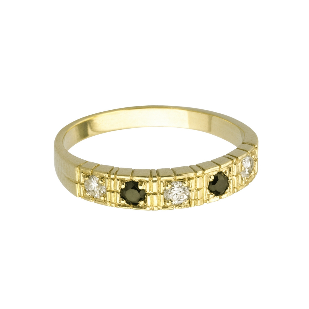 Anillo Oro 18kt /Platino Quintillo de Circonitas con Contraste 3