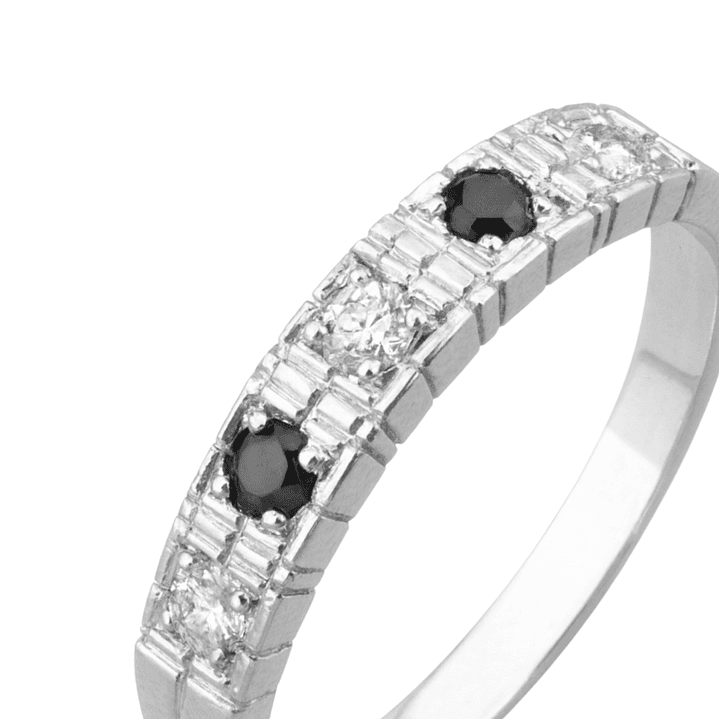 Anillo Oro 18kt /Platino Quintillo de Circonitas con Contraste 5