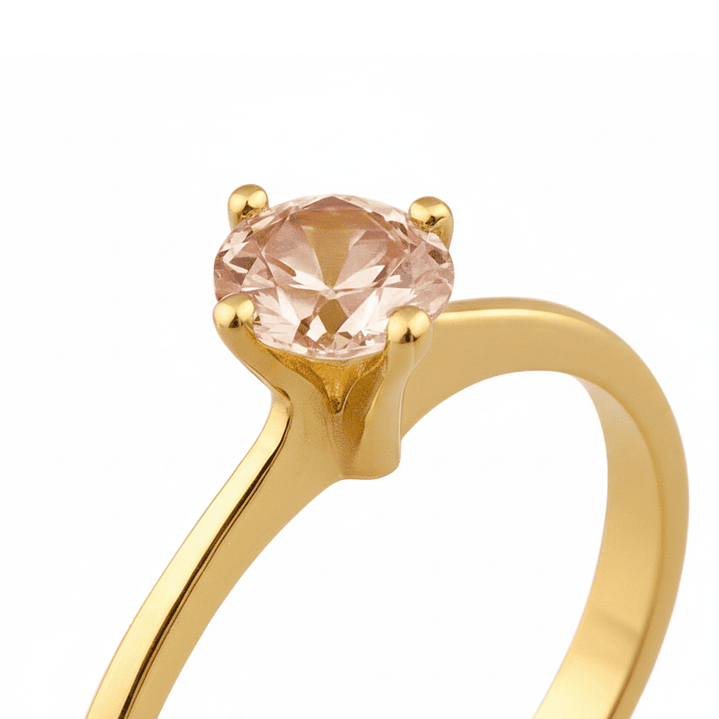 Anillo Oro 18kt Solitario Clásico Circonita Rosa 2