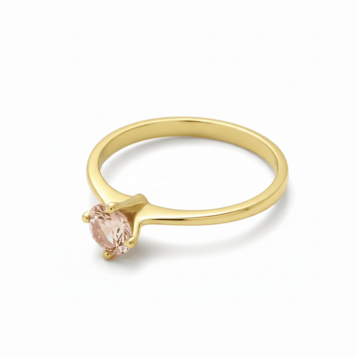 Anillo Oro 18kt Solitario Clásico Circonita Rosa 3