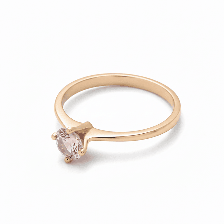 Anillo Oro 18kt Solitario Clásico Circonita Rosa 9