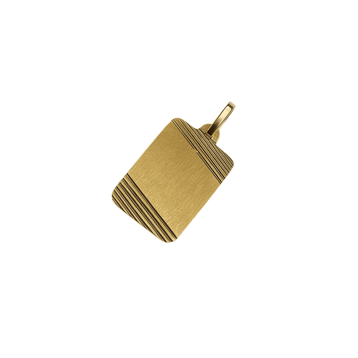 Colgante Oro Miel 18kt Placa Borde Tallado Diagonal 1