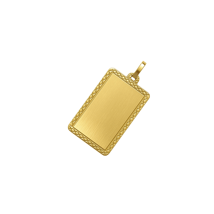 Colgante Oro Miel 18kt Placa Borde Diamantado 1