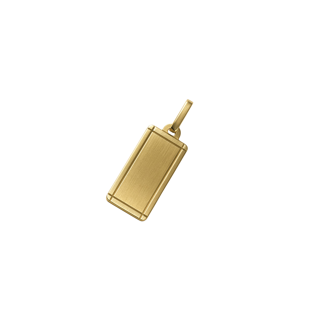 Colgante Oro Miel 18kt Placa Marco Lineal 1