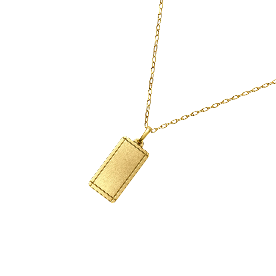 Colgante Oro Miel 18kt Placa Marco Lineal 2