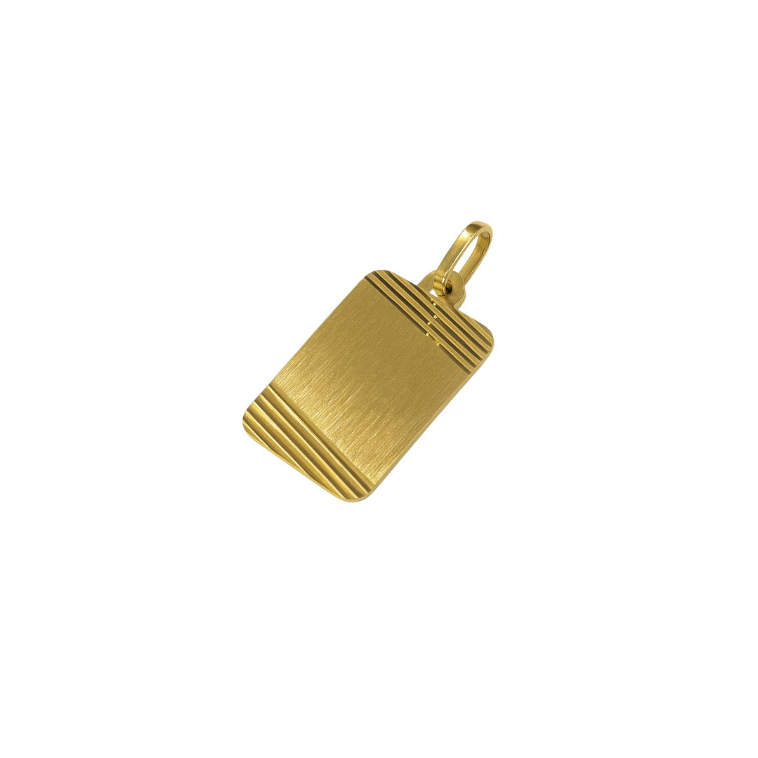 Colgante Oro Miel 18kt Placa Borde Tallado Diagonal 3