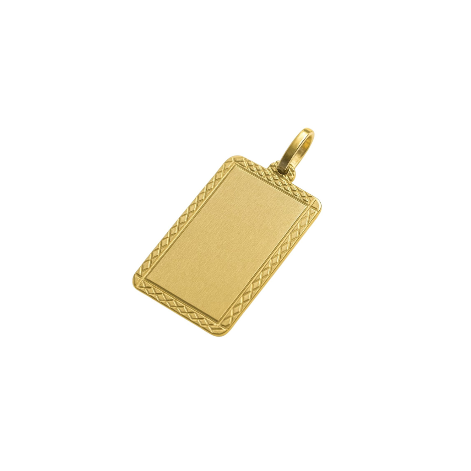Colgante Oro Miel 18kt Placa Borde Diamantado 3