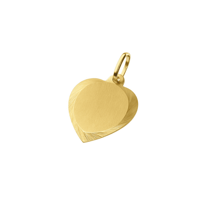 Colgante Oro Miel 18kt Placa Corazón BordeTallado 1
