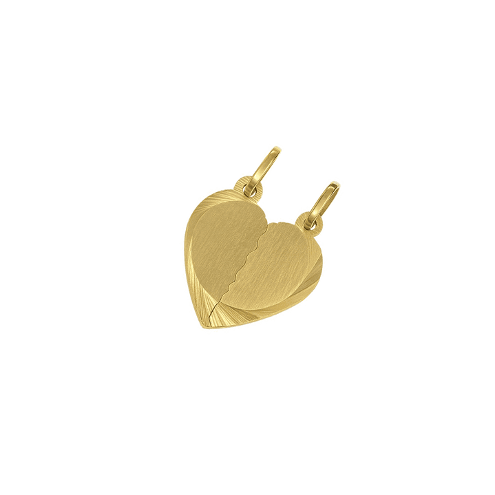 Colgante Oro Miel 18kt Placa Corazón Duo Amor 1