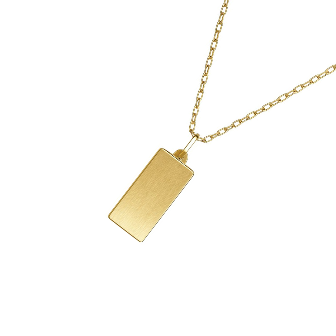Colgante Oro Miel 18kt Placa Rectangular Lisa 2