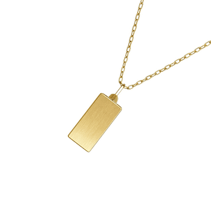 Colgante Oro Miel 18kt Placa Rectangular Lisa