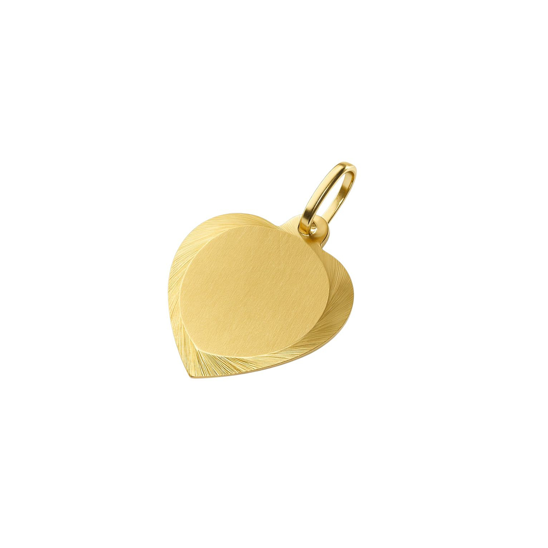 Colgante Oro Miel 18kt Placa Corazón BordeTallado 3