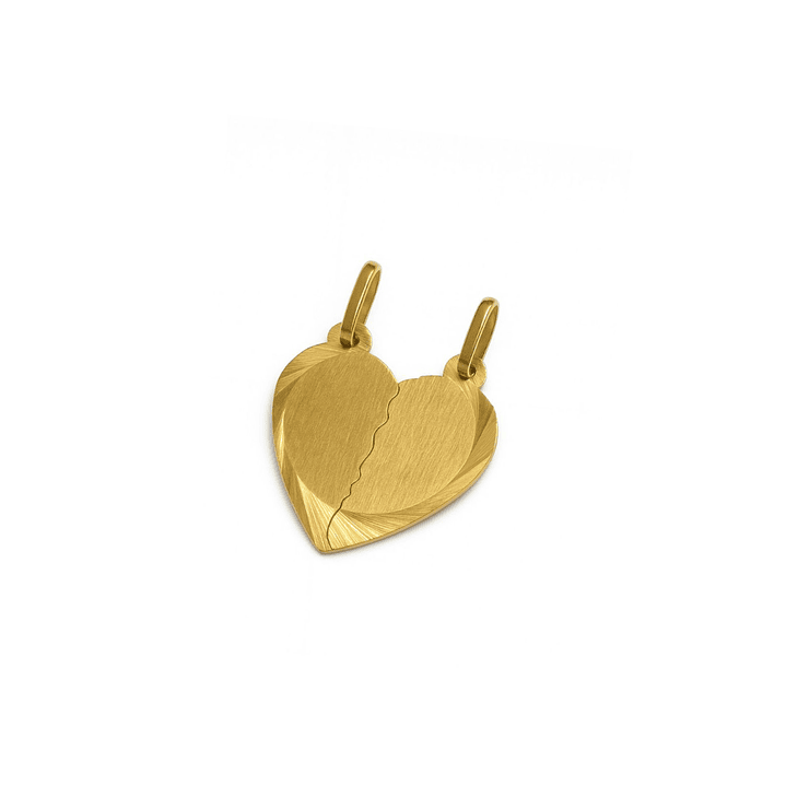 Colgante Oro Miel 18kt Placa Corazón Duo Amor 3