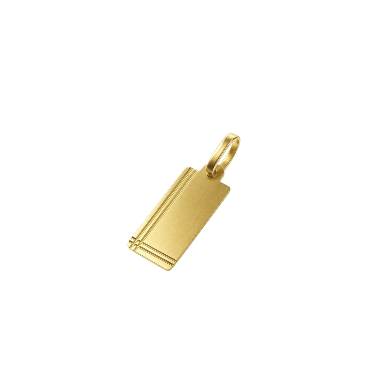 Colgante Oro Miel 18kt Placa Borde Linea Paralela 1