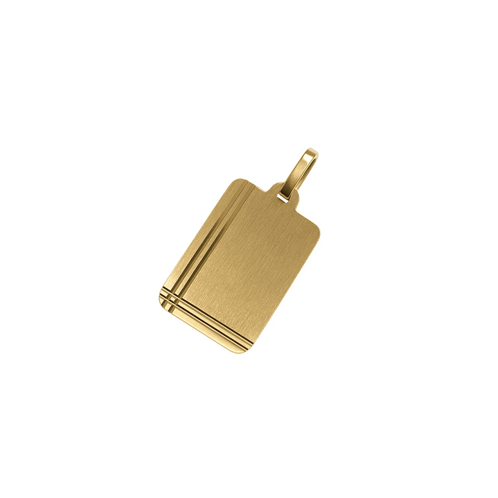 Colgante Oro Miel 18kt Placa Borde Linea Doble 1