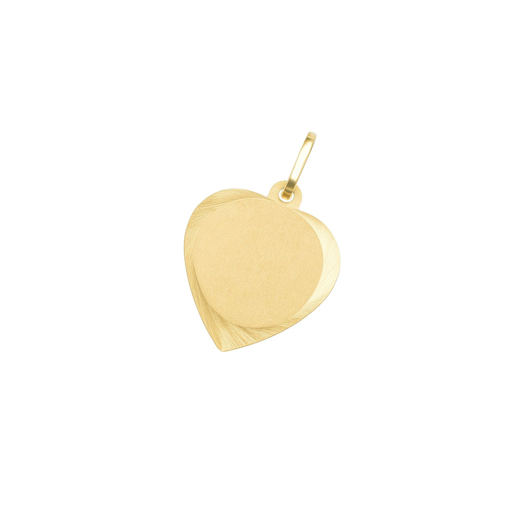 Colgante Oro Miel 18kt Placa Corazón Tallado 1