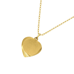 Colgante Oro Miel 18kt Placa Corazón Tallado