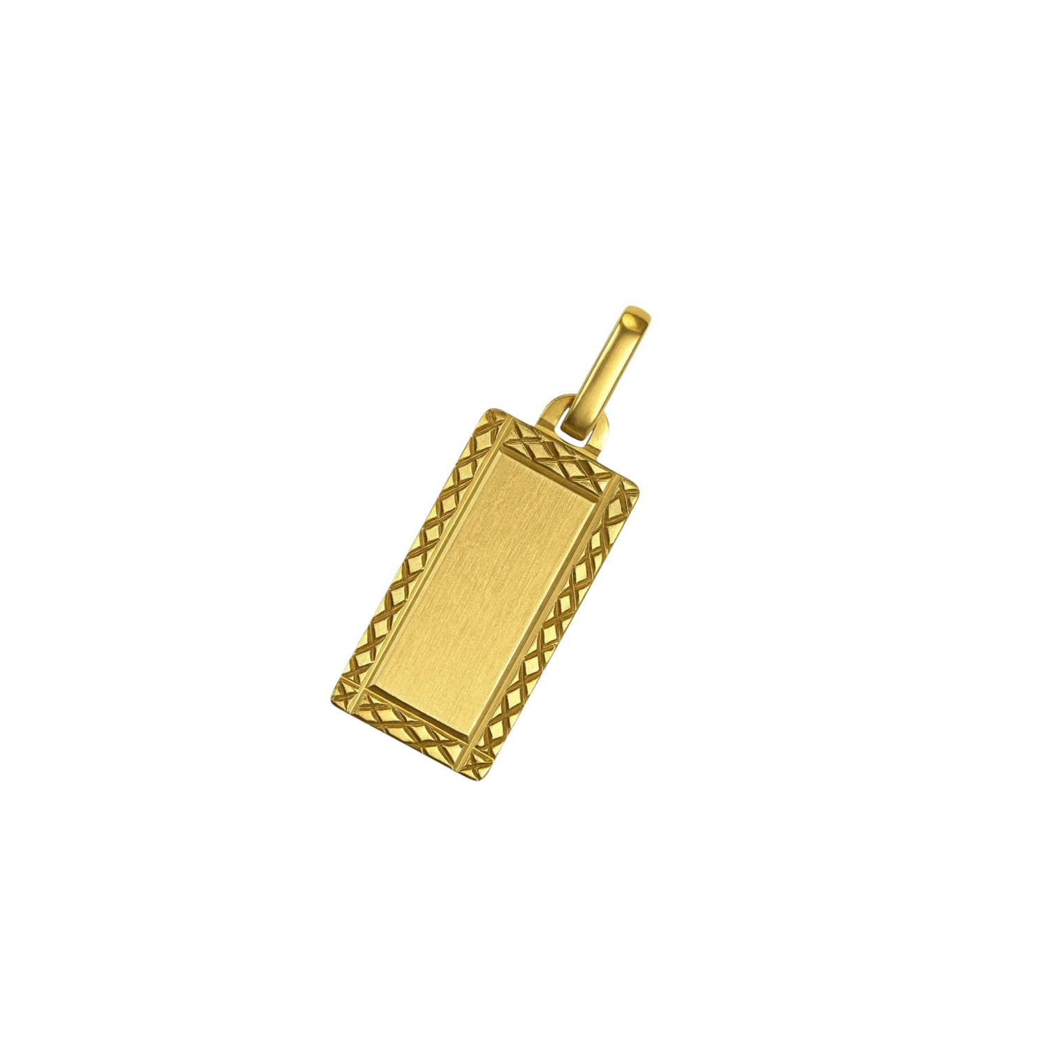 Colgante Oro Miel 18kt Placa Borde Tallado 1