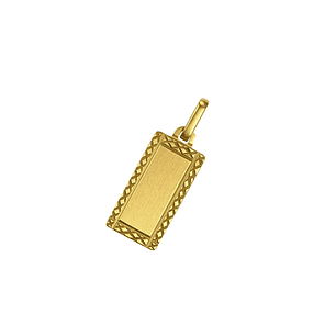Colgante Oro Miel 18kt Placa Borde Tallado