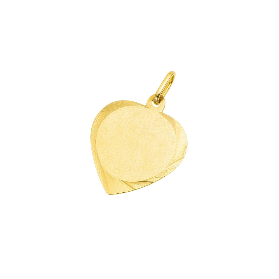 Colgante Oro Miel 18kt Placa Corazón Tallado 3