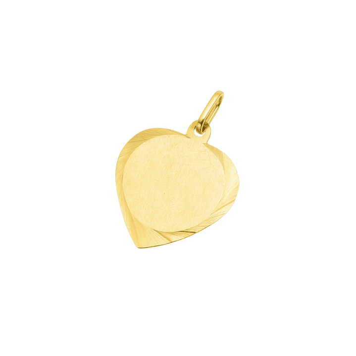 Colgante Oro Miel 18kt Placa Corazón Tallado 3