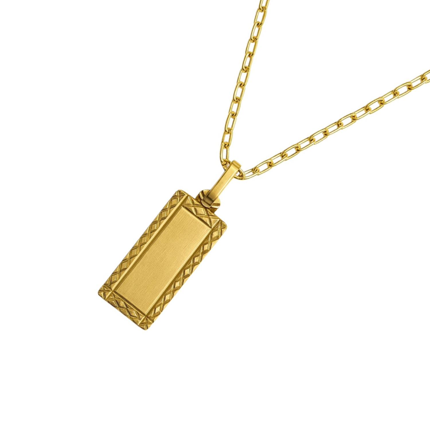 Colgante Oro Miel 18kt Placa Borde Tallado 2