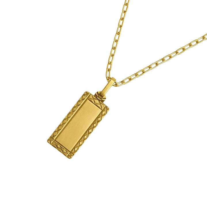 Colgante Oro Miel 18kt Placa Borde Tallado 2