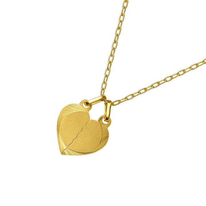 Colgante Oro Miel 18kt Placa Corazón Duo 2