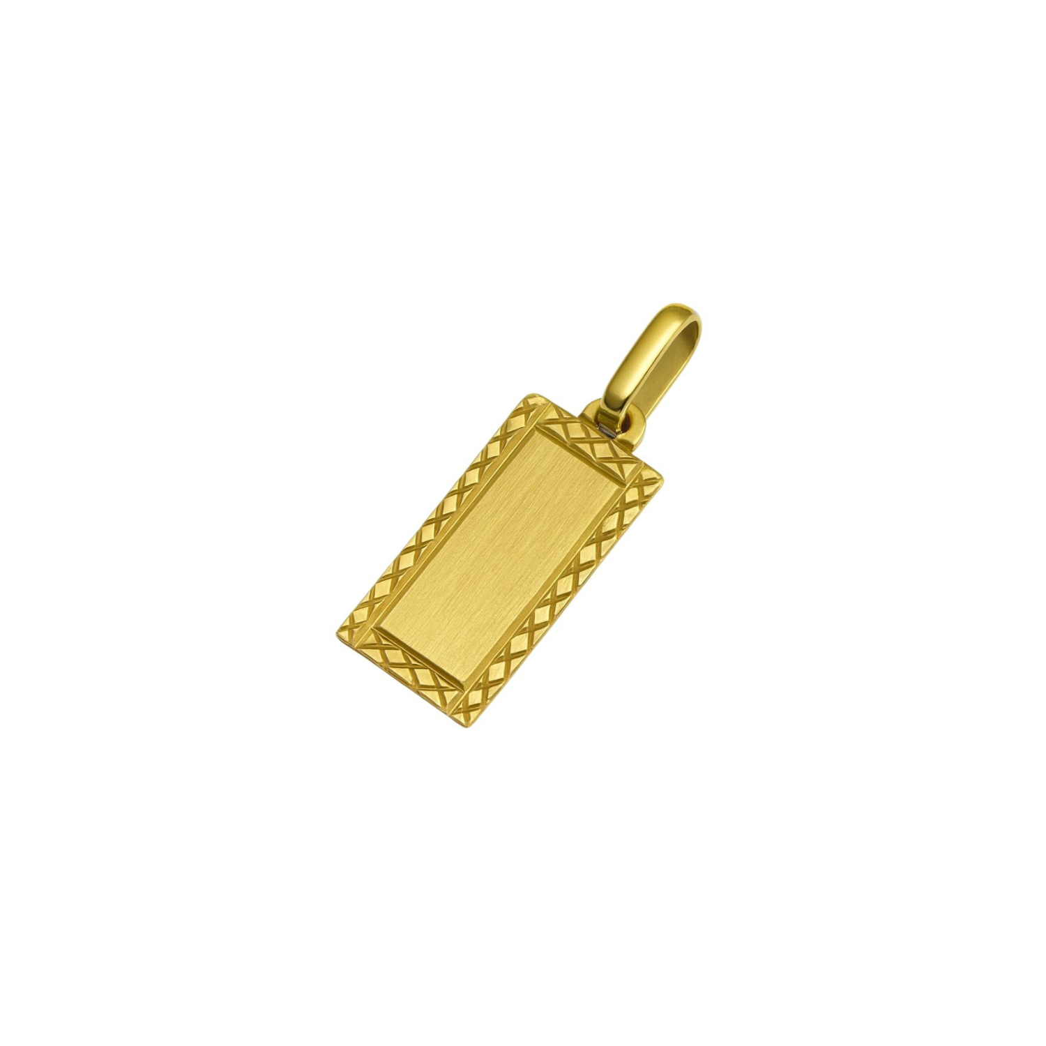 Colgante Oro Miel 18kt Placa Borde Tallado 3