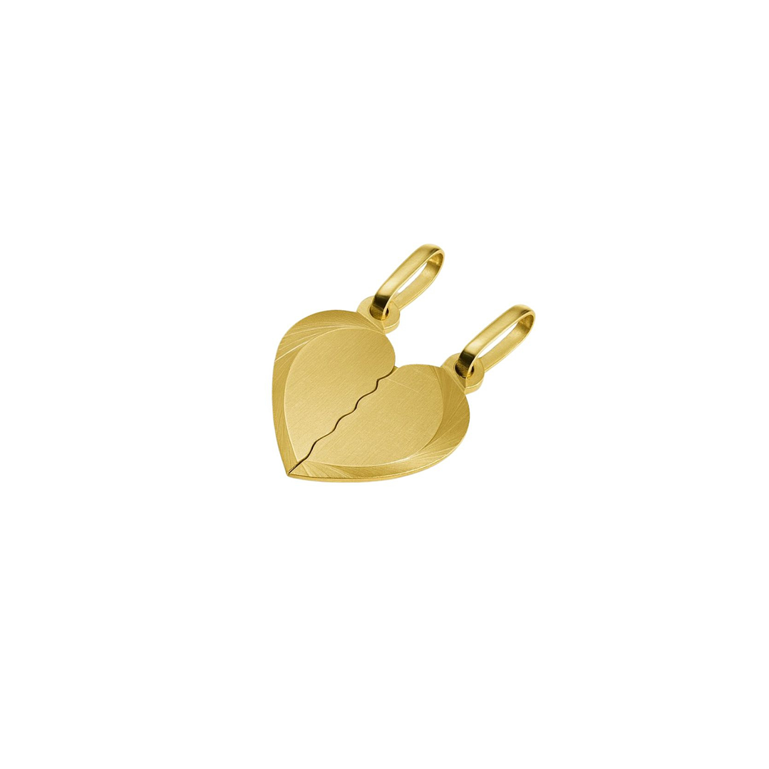 Colgante Oro Miel 18kt Placa Corazón Duo 3