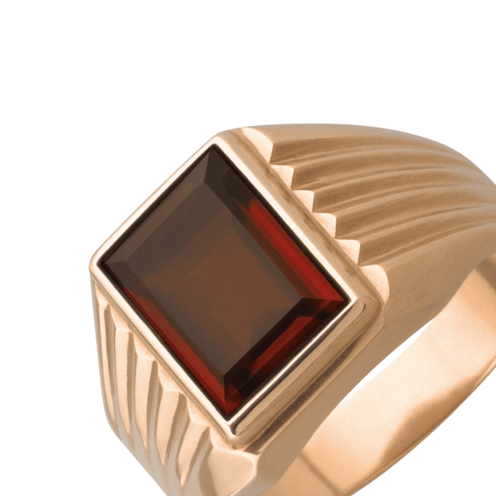Anillo Oro 18kt Sello Rectangular Ranurado Circonita 8