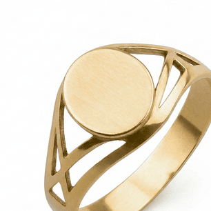 Anillo Oro 18kt Sello Redondo Calado