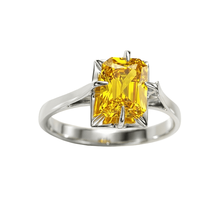 Anillo Oro 18kt Solitario Rectangular Circonita 6