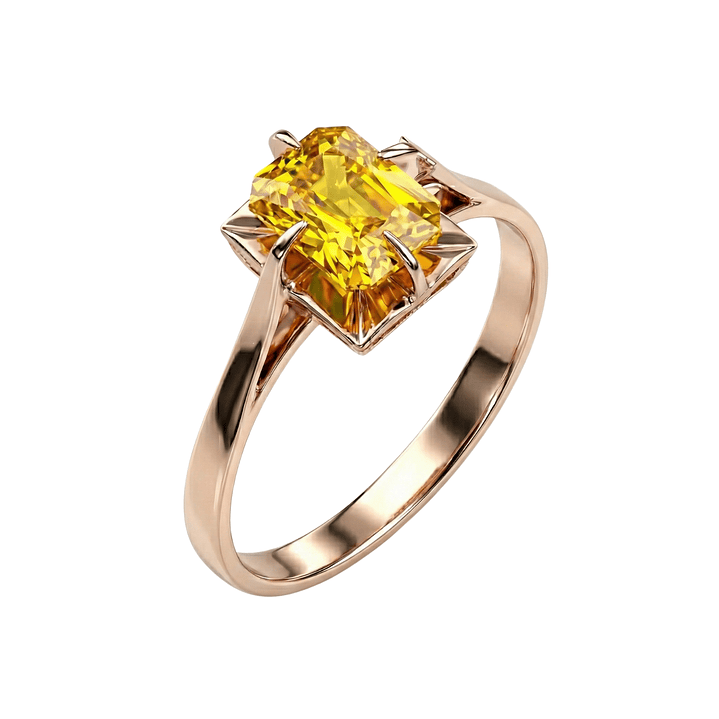 Anillo Oro 18kt Solitario Rectangular Circonita 7