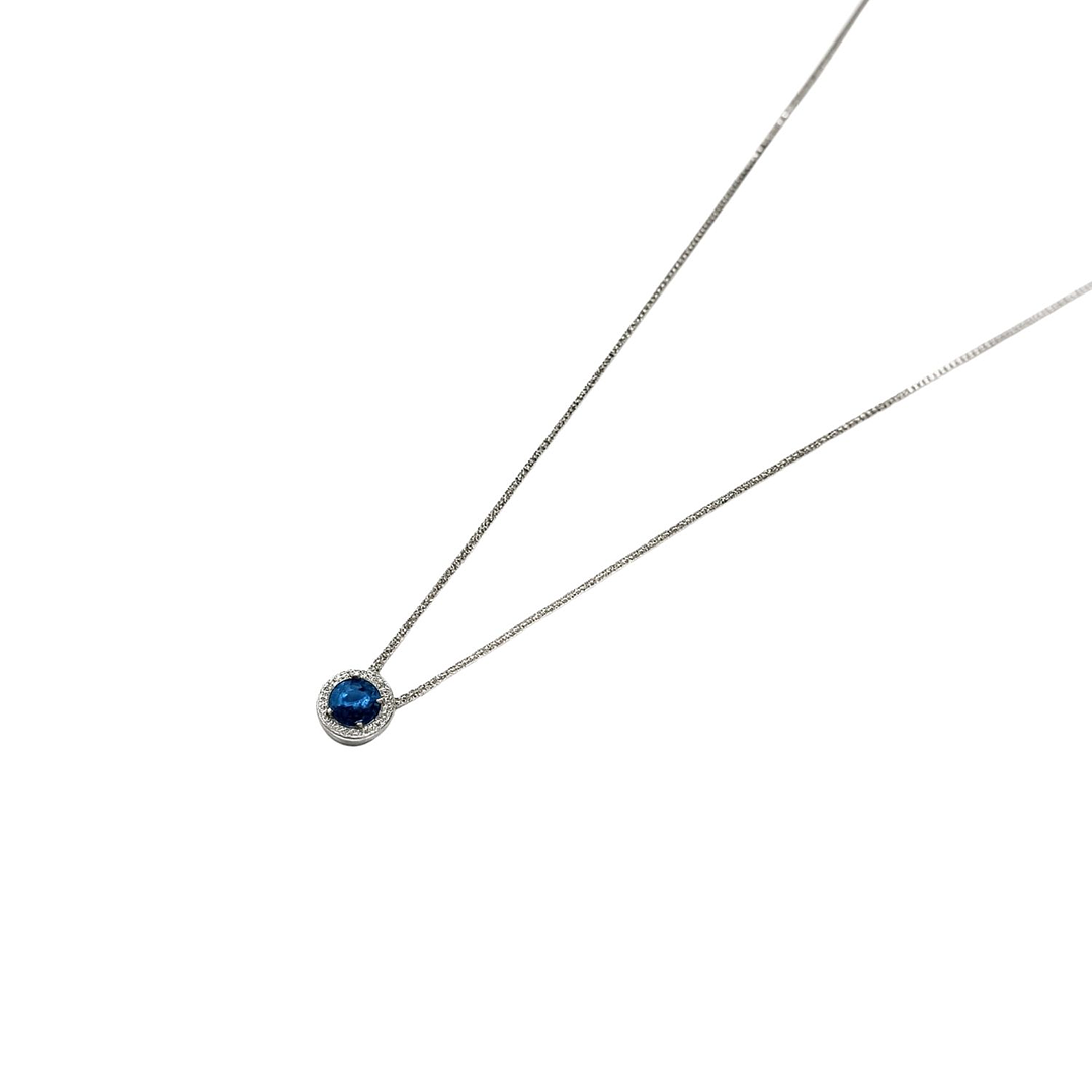 Collar Oro Blanco 18kt Zafiro 10Pts 3