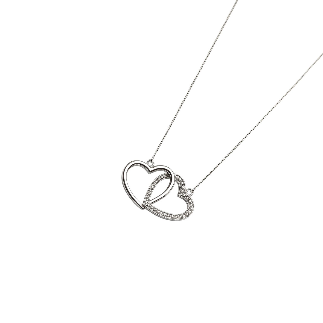 Collar Oro Blanco 18kt Corazones Entrelazados 1