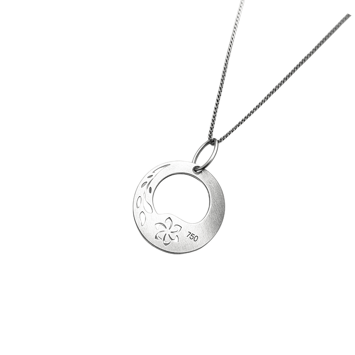 Collar Oro Blanco 18kt Flor de Luna 2