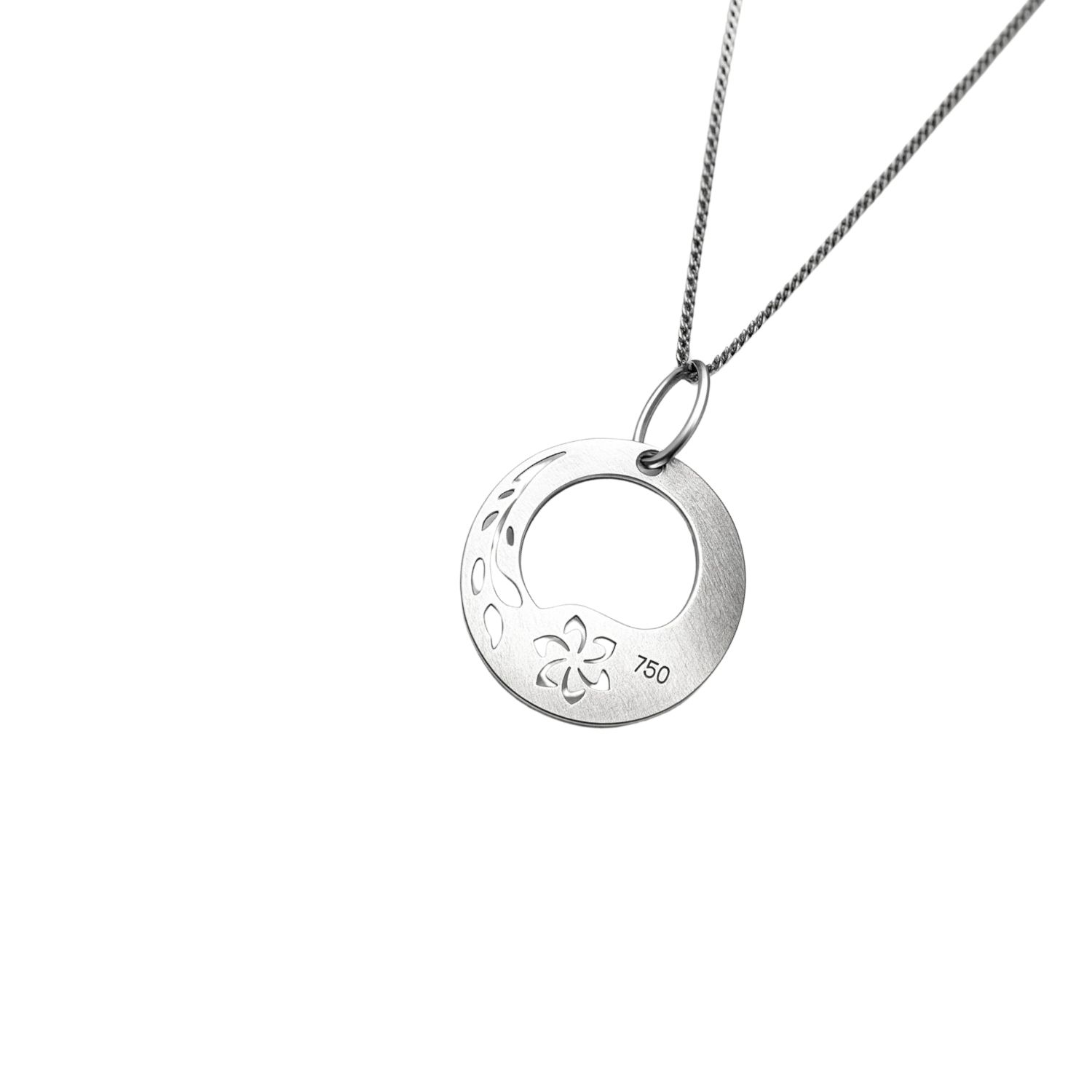 Collar Oro Blanco 18kt Flor de Luna 5