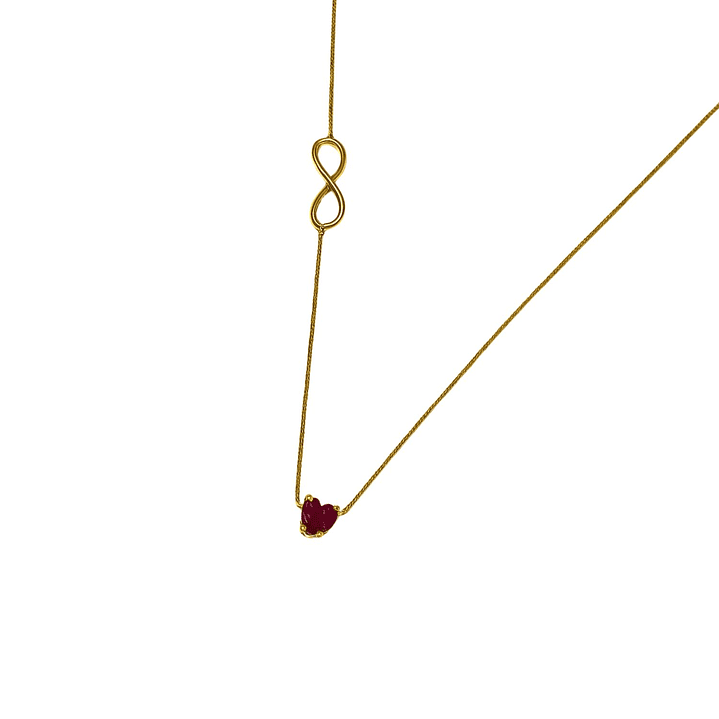 Collar Oro Amarillo Rubí Corazón 1